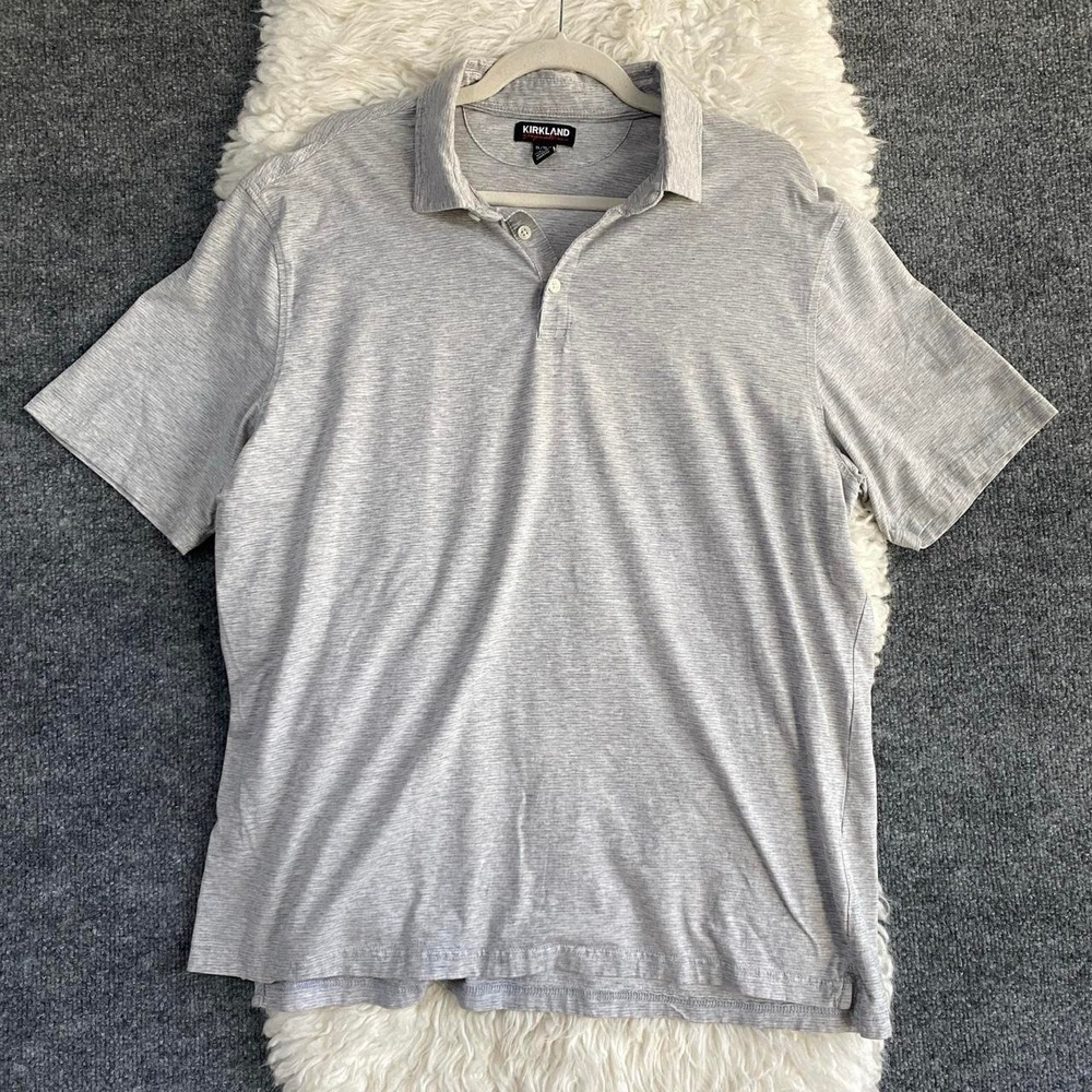 KIRKLAND SIGNATURE HEATHER GREY SIGNATURE POLO WORKWEAR OFFICE SPORTY MENSWEAR